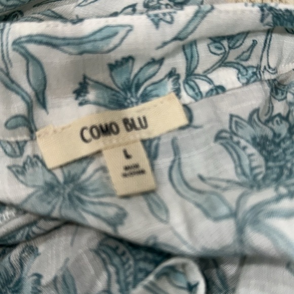 Como blue Floral Lace-Up Blouse - Blue size large - Picture 5 of 6